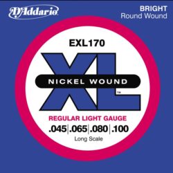 D'Addario EXL170 XL Nickel Wound Bass Strings, BRIGHT, 4 String 45-100