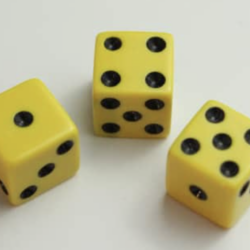 (3) Yellow Black Dice Control Knobs, Guitar Bass For Split Shaft
