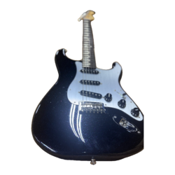 Preowned Fender 70th Anniversary Player Stratocaster in Nebula Noir, original angled front photo on a white background.