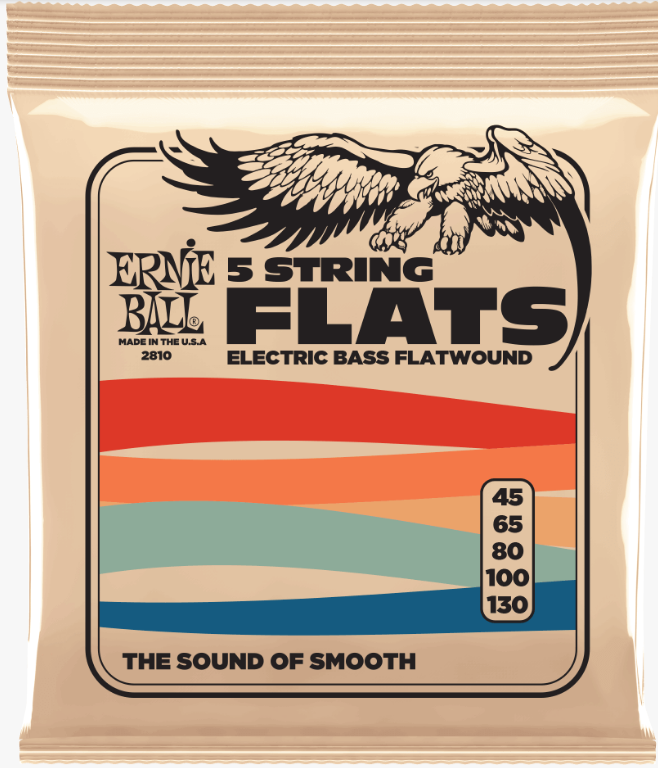 Ernie Ball 5-string Stainless Steel Flatwound Electric Bass Strings 45-130 Gauge