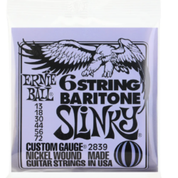 Ernie Ball 2839 Baritone Slinky Nickel Wound Electric Guitar Strings - .013-.072 6-string .013-.072 Custom Gauge Baritone Guitar Strings, Nickel Wound, Slinky