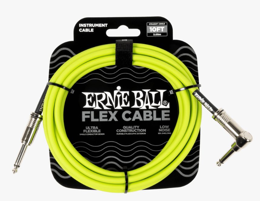 Ernie Ball Flex Instrument Cable Straight/Angle 10ft - Green