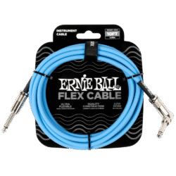 Ernie Ball Flex 10-Foot Instrument Cable – Blue – Straight/Angle P06464