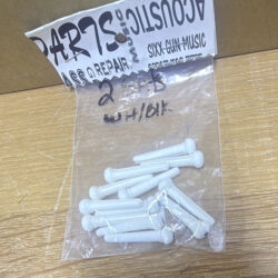 SGM Bridge pins for Acoustic Guitar, Plastic ABS, White/Black Dot tops + Maple or Mahogany Block