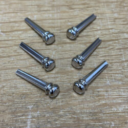 Metal Bridge Pins for Acoustic, Chrome, Margasa, Set of 6