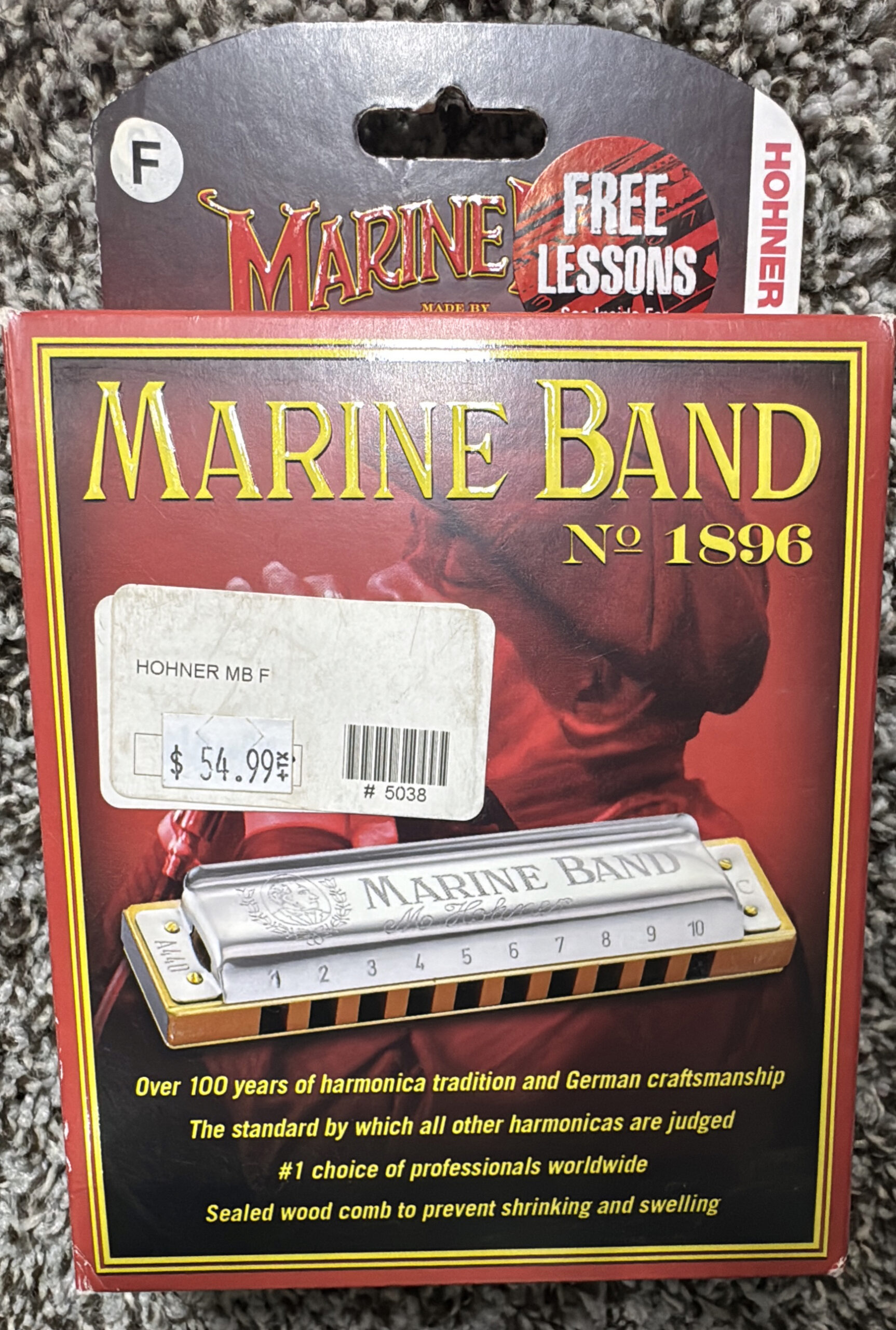 Hohner Marine Band 1896 Harmonica, Key of F